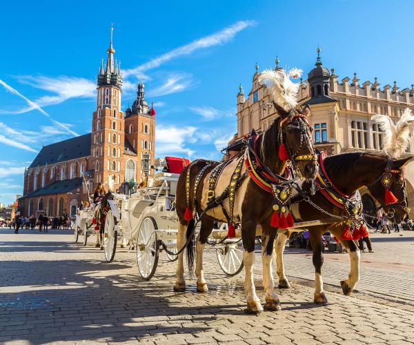 Horse carriages at main square